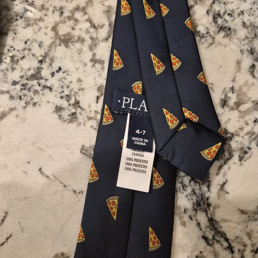 Lot of 2 BOYS Blue Fox and Navy Blue Pizza Novelty Ties